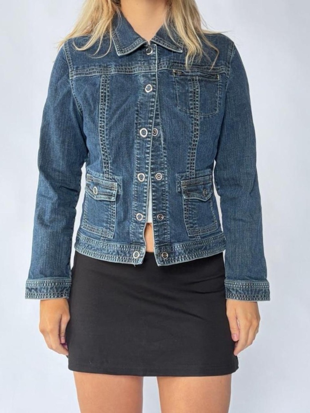 Jean Jacket Button Up Chico's Size 1